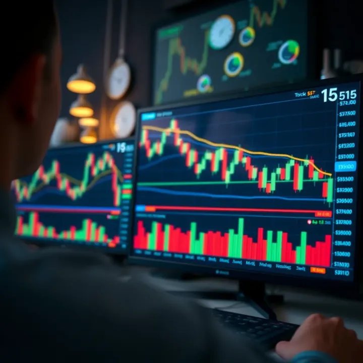Dashboard of a day trading software showing real-time stock charts and market indicators