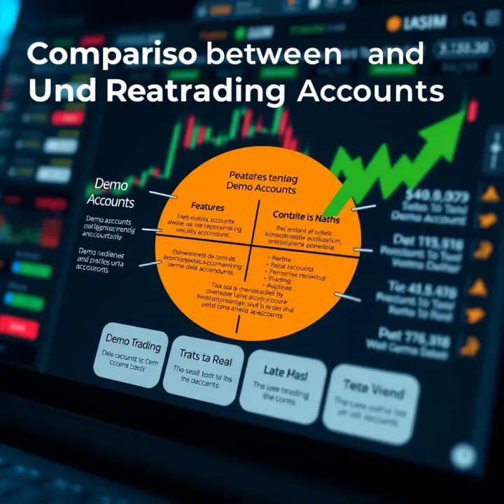 Comparison Between Demo and Real Trading Accounts Diagram comparing features and uses of demo accounts versus real trading accounts