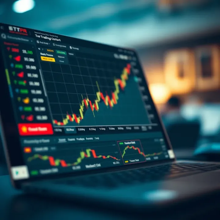 Illustration showing the interface of a demo trading account with charts and reset options