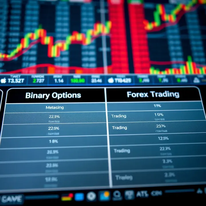 Comparison chart illustrating key differences between binary options and forex trading