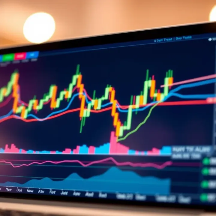 Chart displaying Forex currency pair fluctuations with highlighted trend lines and candlestick patterns