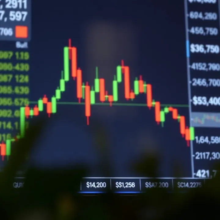 Candlestick chart showing bullish engulfing pattern highlighting market price reversal