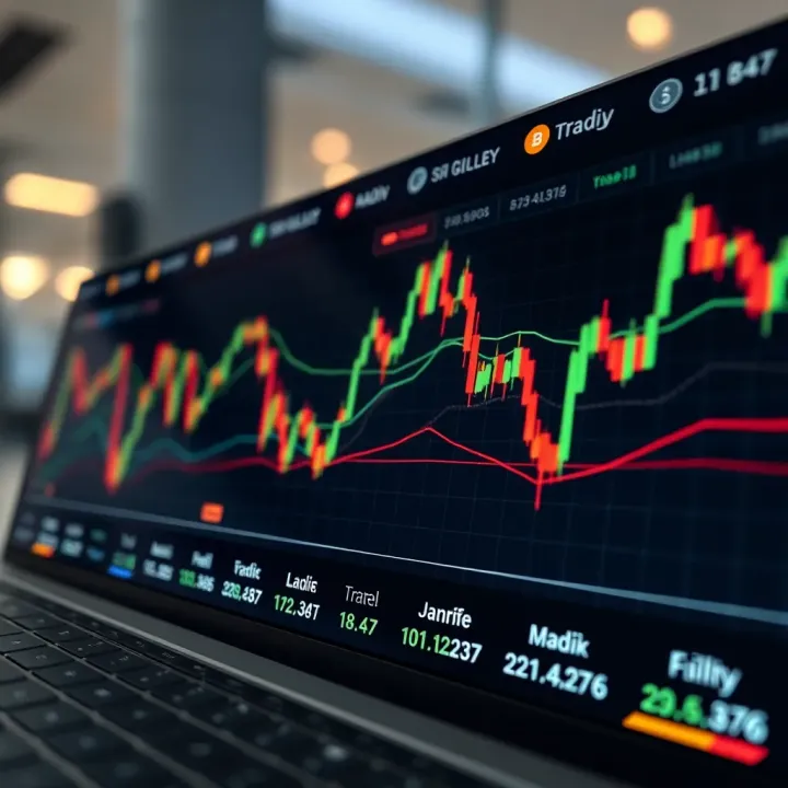 Cryptocurrency trading charts showing market trends and price fluctuations