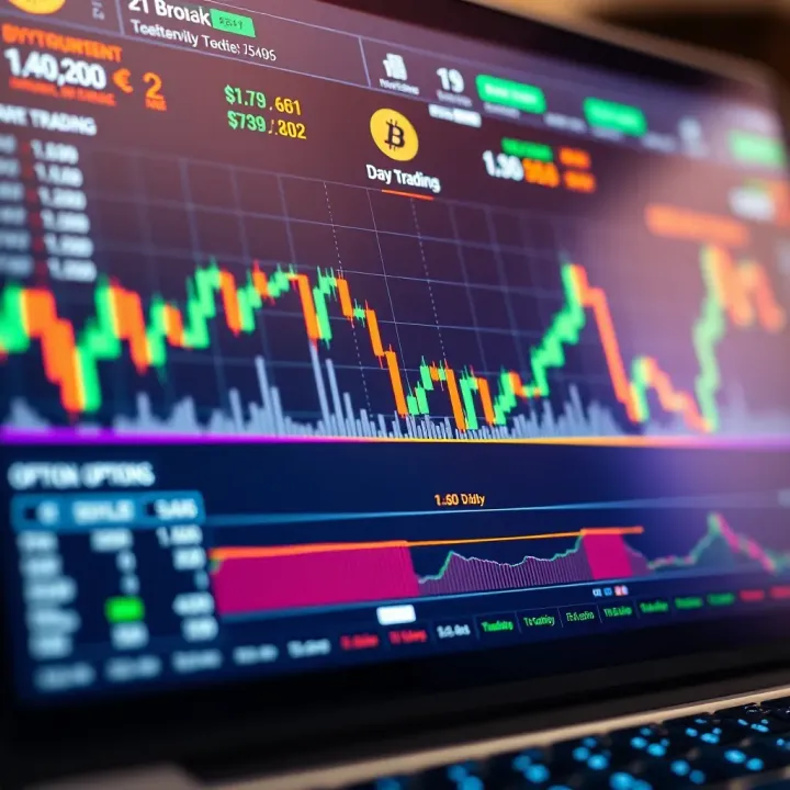 Interface of a cryptocurrency trading platform showing real-time bitcoin charts and trading options