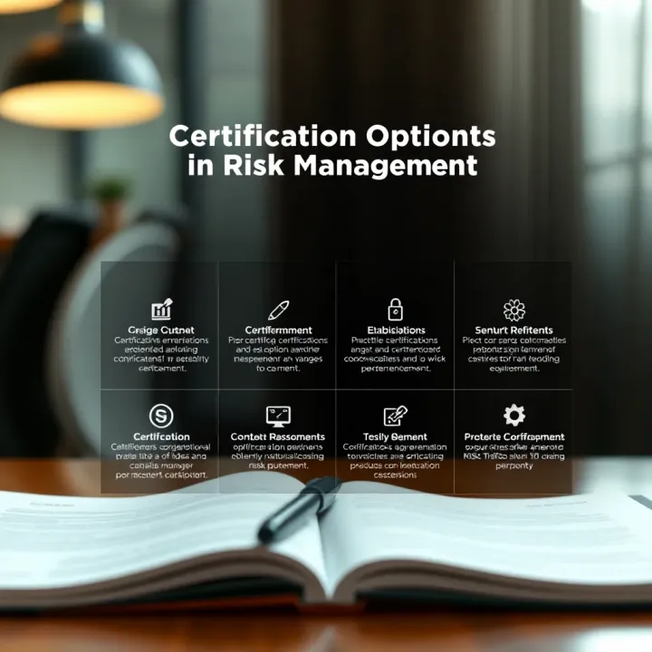 Certification Options and Benefits in Risk Management Graphic showing certification options and benefits for risk management professionals