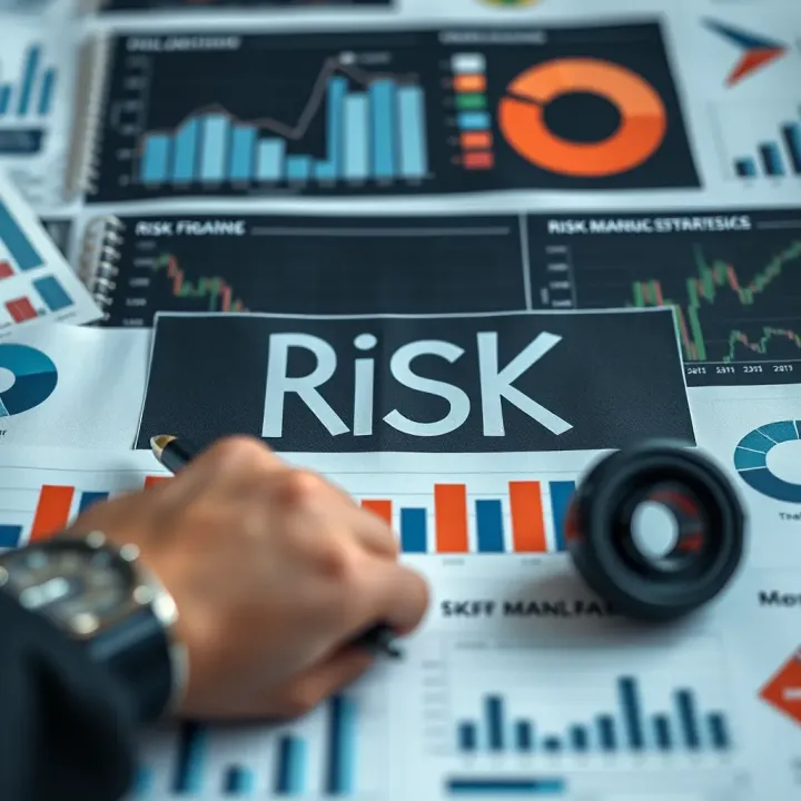 Illustration showing various risk management tools and strategies with charts and graphs