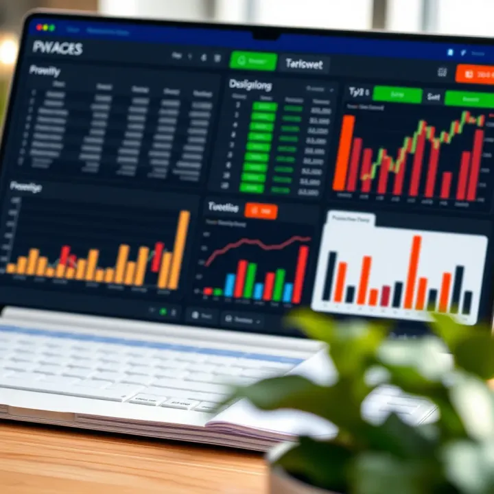 Customized spreadsheet layout displaying financial metrics and performance graphs