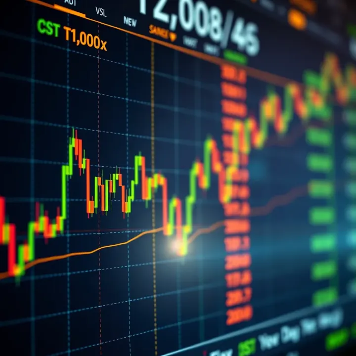 Chart showing cryptocurrency price fluctuations and trading signals on a digital platform