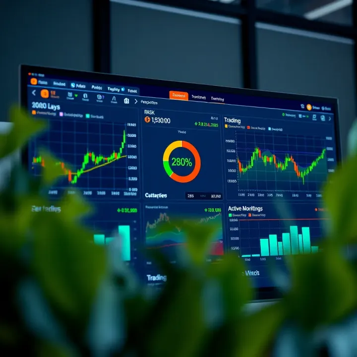 Essential Trading Tools and Risk Management for Day Traders Dashboard showing trading tools, risk management metrics, and active asset monitoring