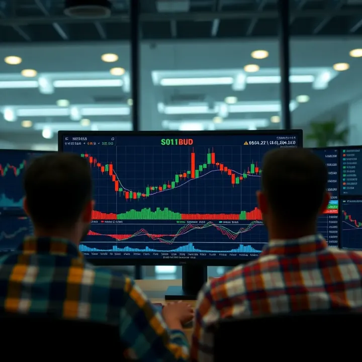 Illustration of a digital screen displaying various stock charts and indicators used for day trading strategies