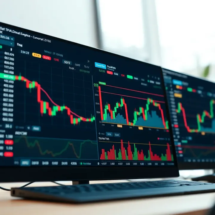 Screenshot of a financial trading platform displaying charts and indicators for day trading practice