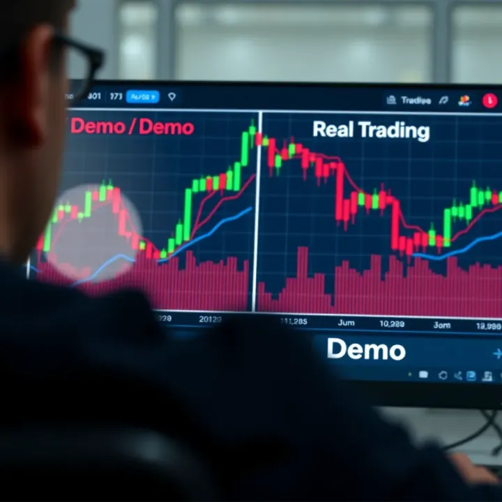 Comparison chart illustrating differences between demo and real trading accounts