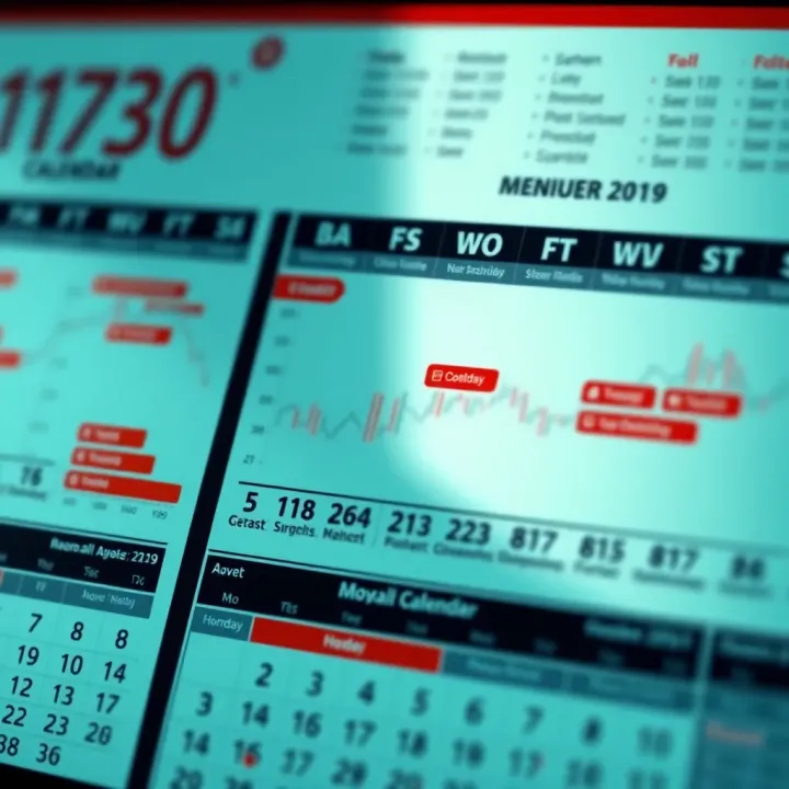 Calendar showing economic events and key financial indicators for investment decisions