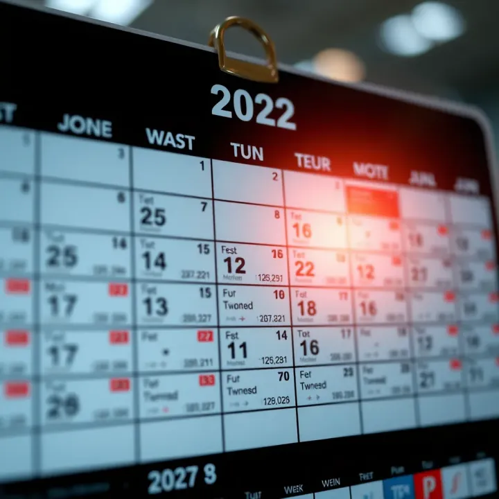 Calendar displaying key economic events and market indicators for the year