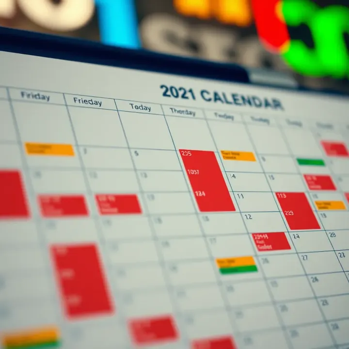 Calendar highlighting key economic events and market indicators impacting financial decisions