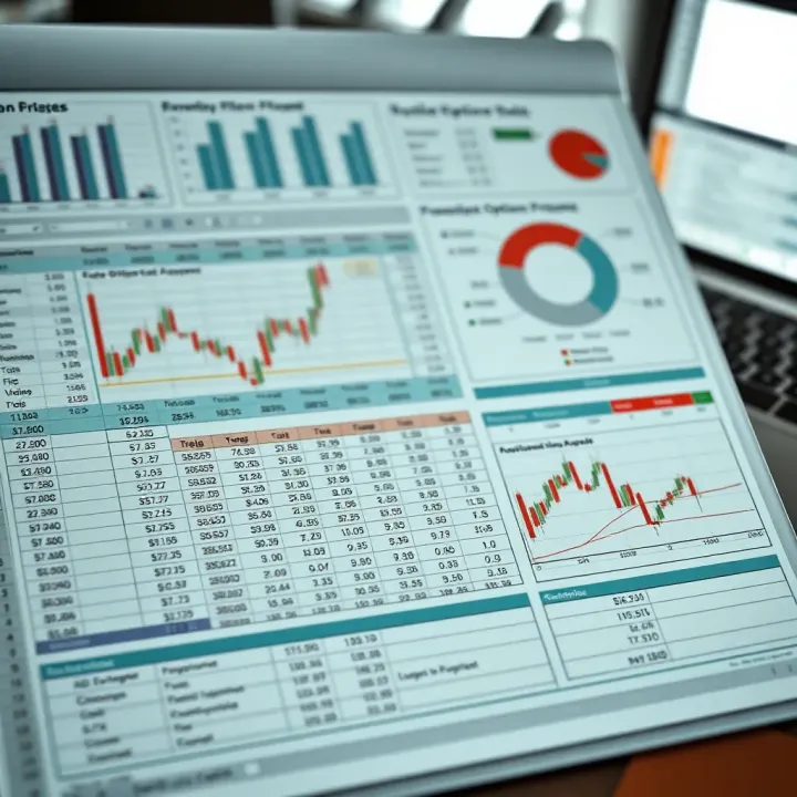 Excel spreadsheet displaying binary options trading data with charts and formulas