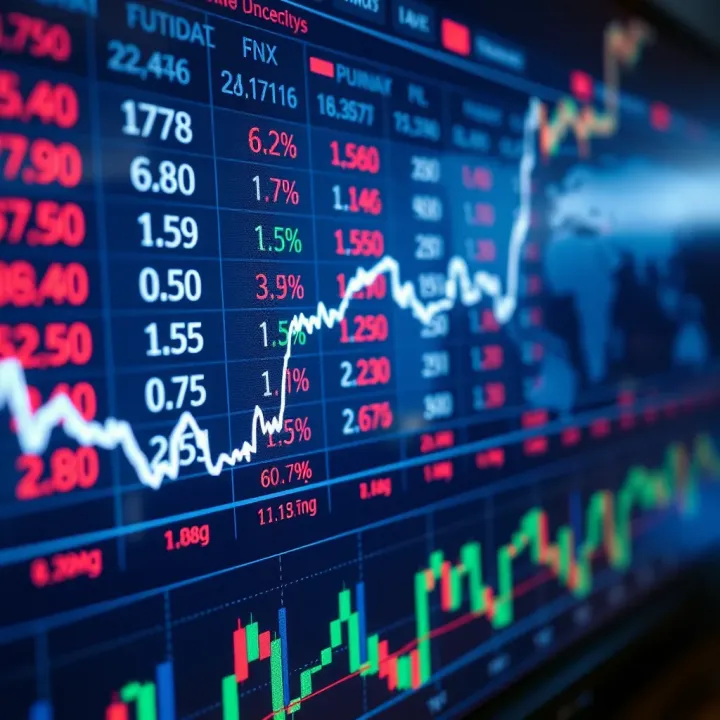 International currency exchange rates displayed on a digital financial chart