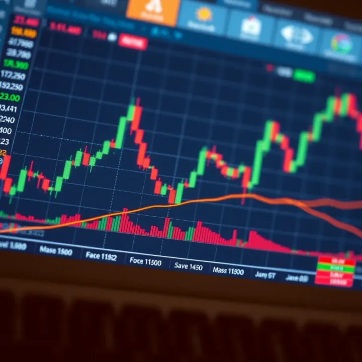 Chart displaying Forex market fluctuations with technical indicators