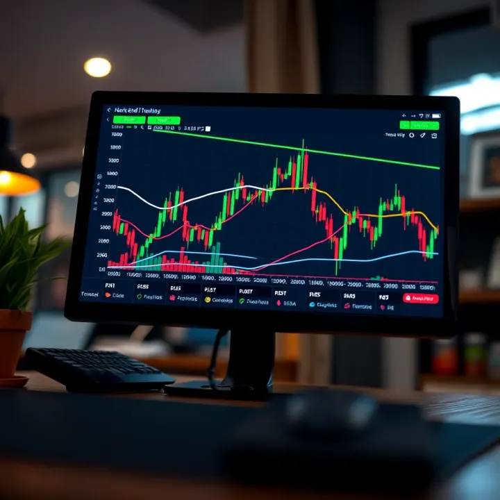 Graph showing forex market trends and trading data on screen