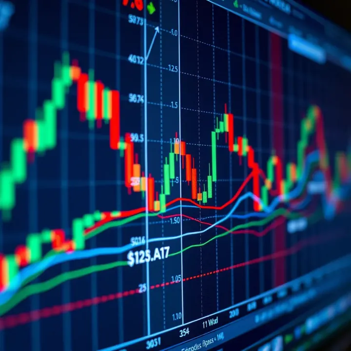 Graph showing major currency pairs traded in Forex market with candlestick chart