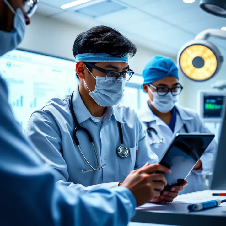 Healthcare professionals reviewing patient safety protocols in a clinical setting