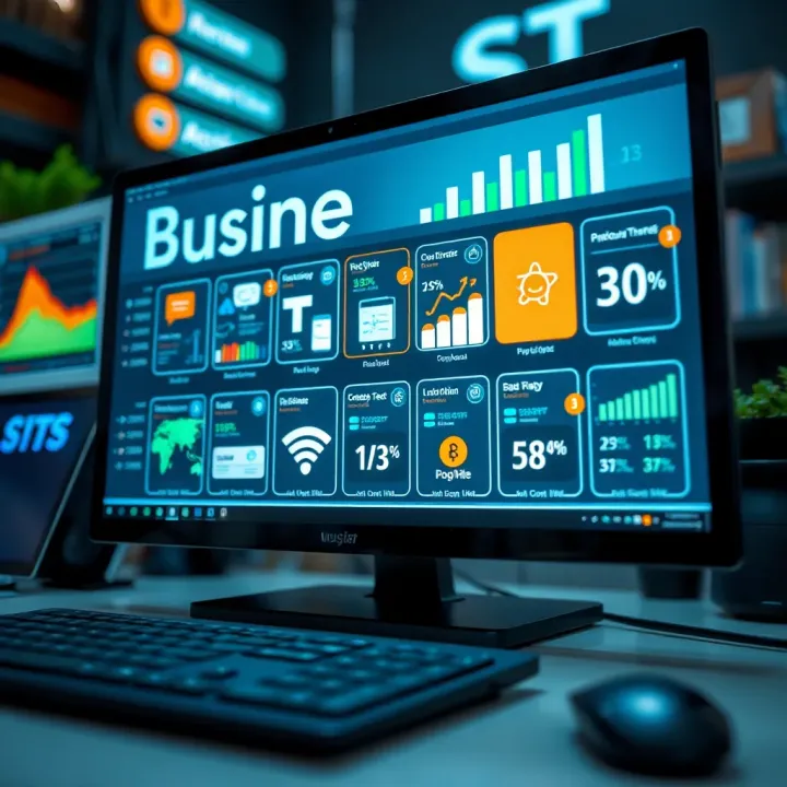 Digital marketplace showing various online business models and revenue streams on a computer screen