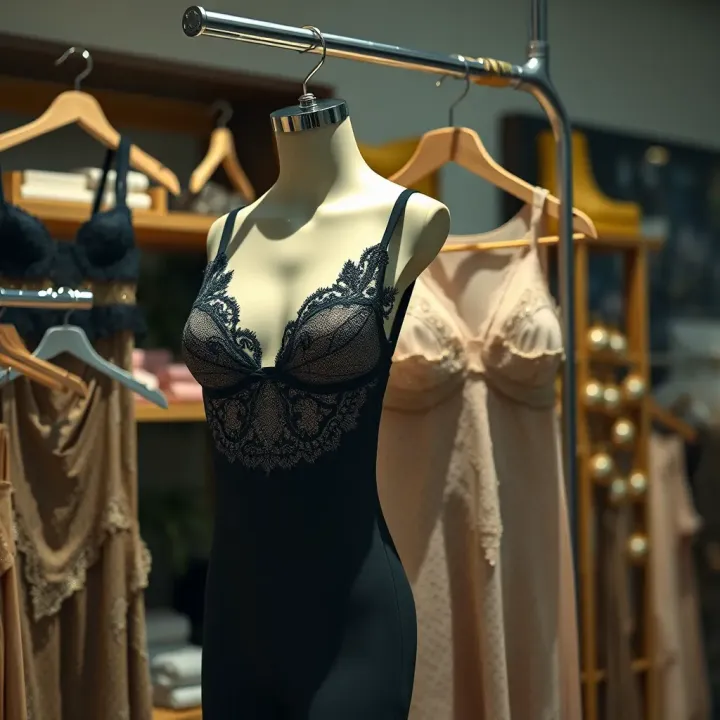 Display of intimate apparel highlighting sustainable fabrics and eco-friendly designs