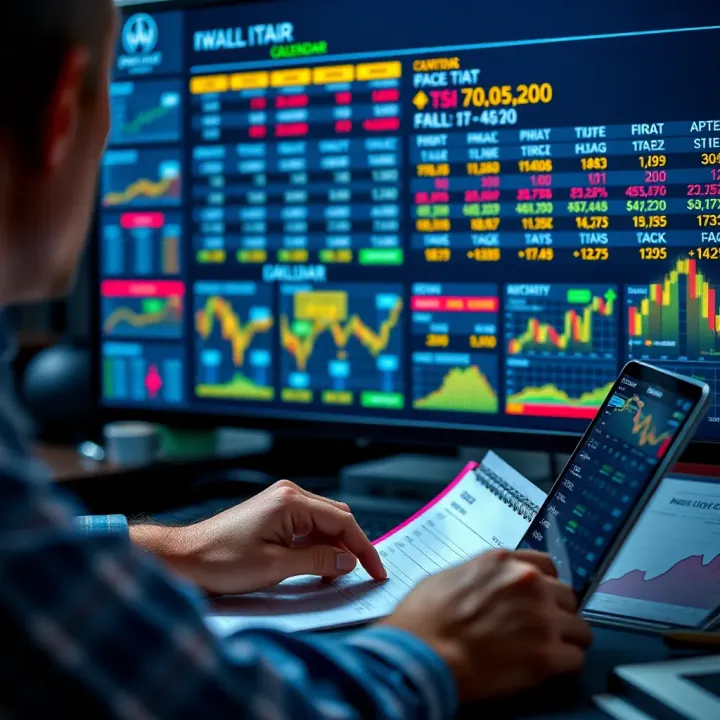 Investor analyzing economic calendar data to make informed investment decisions