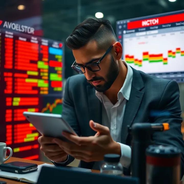 Investor analyzing a digital calendar with important economic indicators and market impact