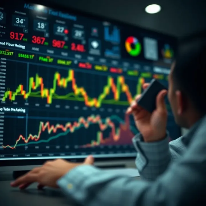 Dashboard with graphs and data points used for strategic market decision-making