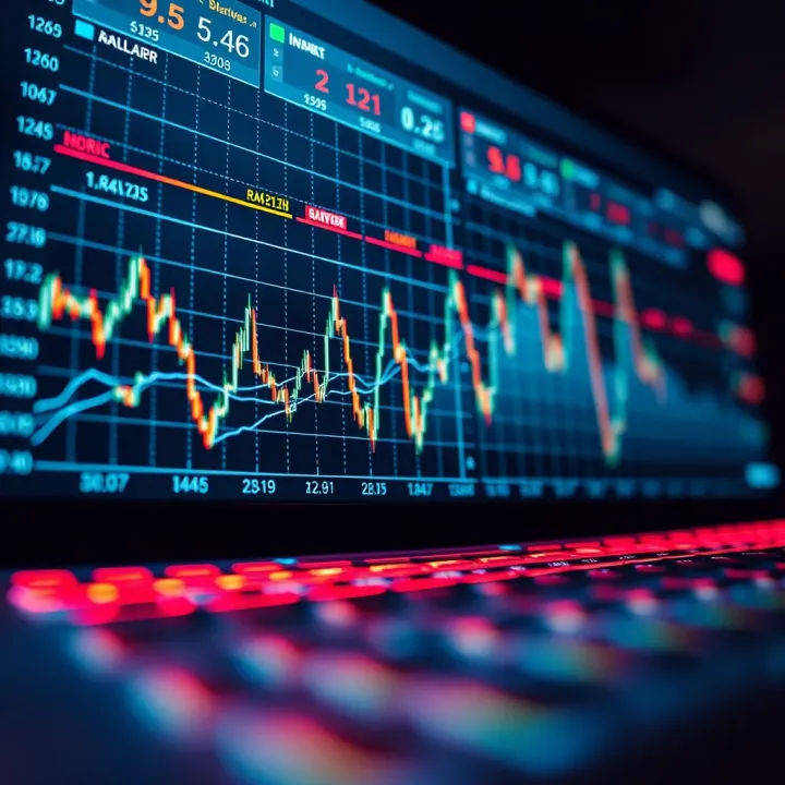 Graph showing market trends with various data points and analysis indicators