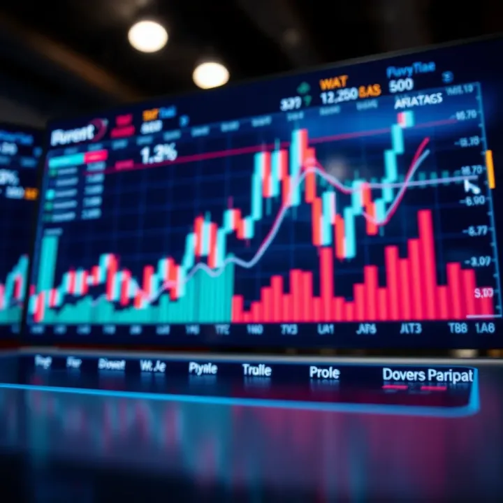 Market Trends and Data Analysis Visualization Graph showing market trends with various data points and analysis indicators