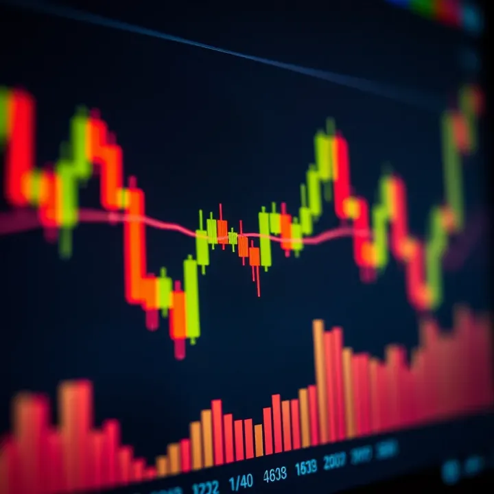 Candlestick chart showing price movements in financial market analysis