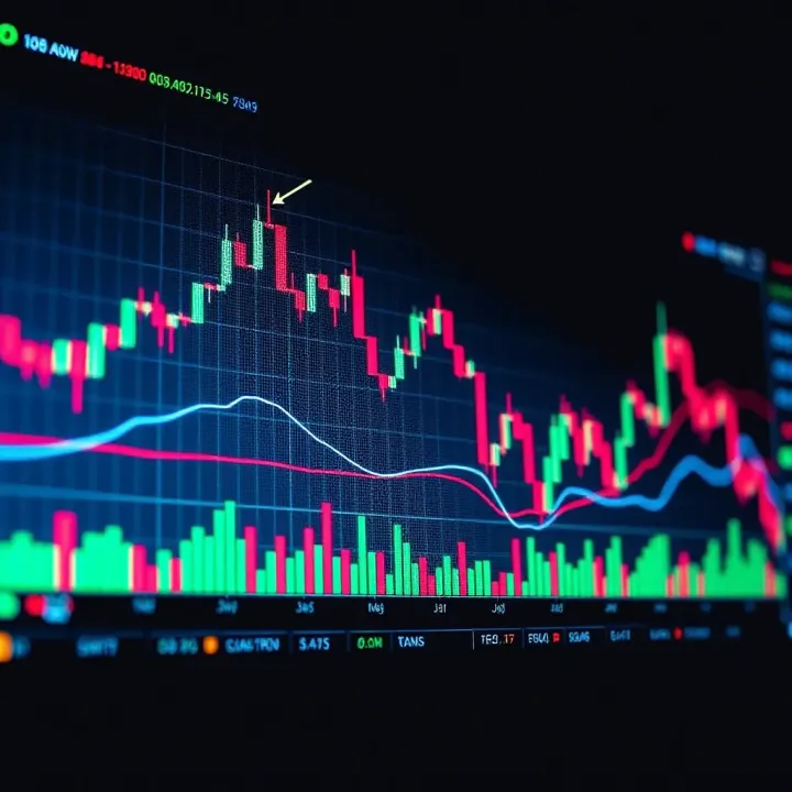 Graph depicting upward and downward price trends without technical indicators