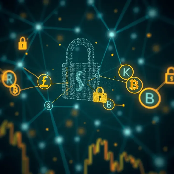 Illustration showing secure financial network with regulatory symbols and binary options trading