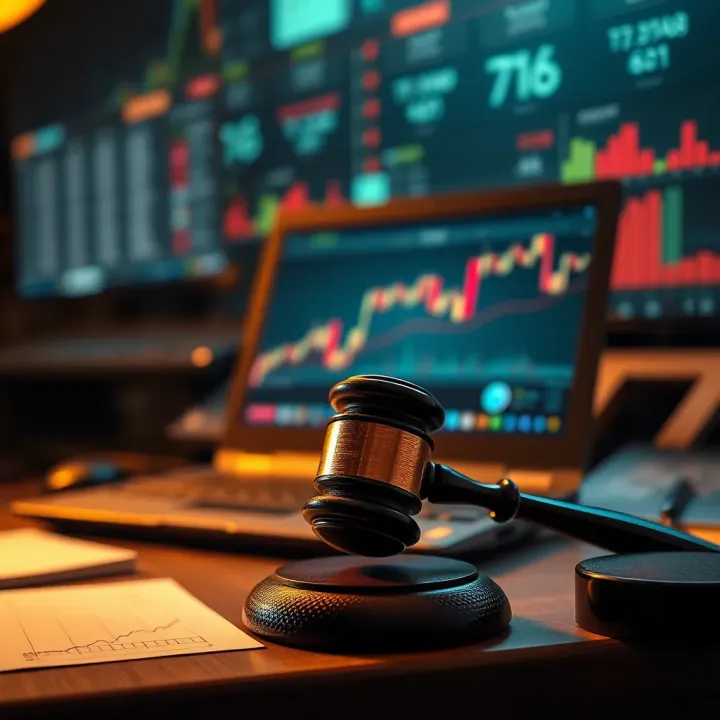 Conceptual graphic showing risk management and legal considerations in automated binary options trading
