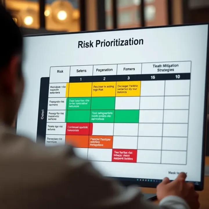 Example of risk prioritization using a matrix highlighting areas of high risk and mitigation strategies