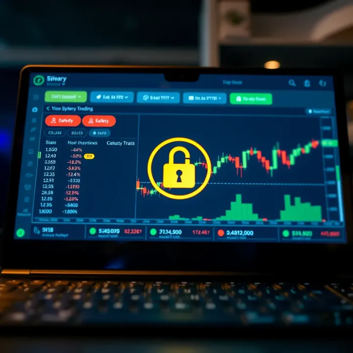 Secure digital platform interface for binary options investment with safety symbols