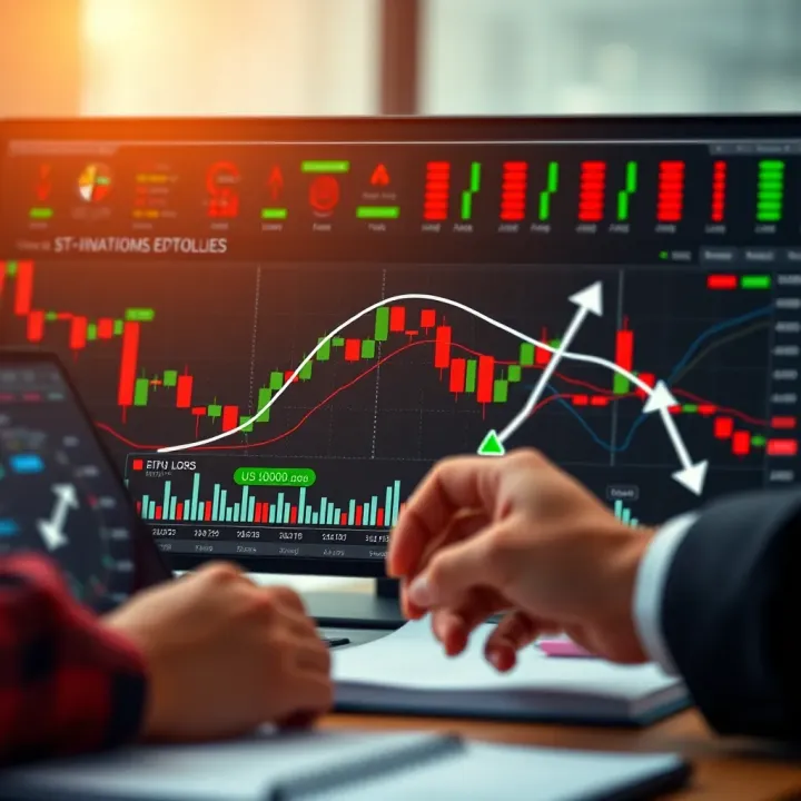 Strategic Analysis and Interpretation of Binary Options Signals Illustration of strategic analysis for binary options with charts and decision-making tools