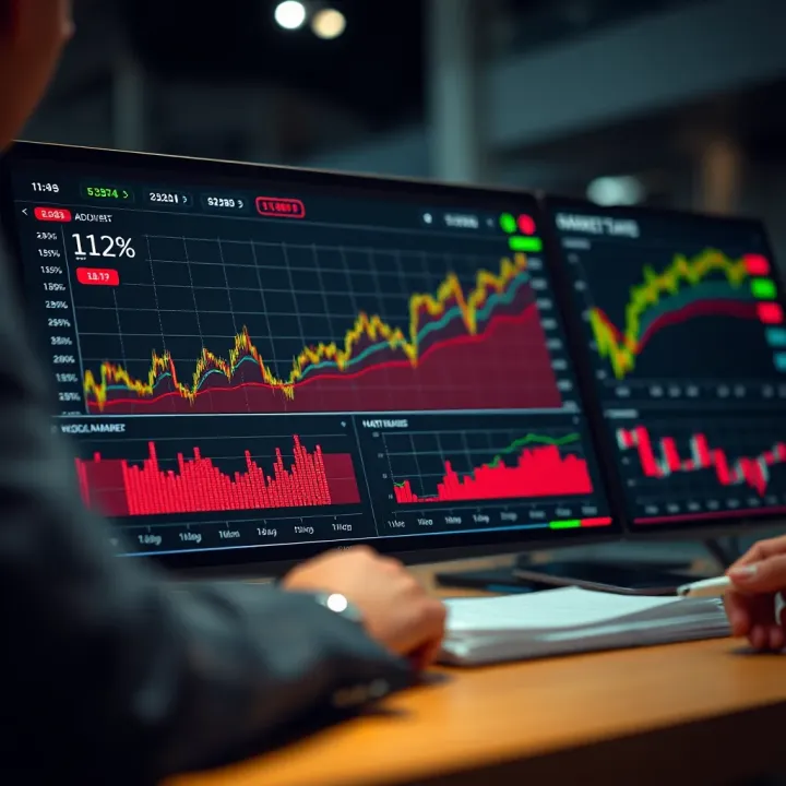 Dashboard displaying key market data metrics and trend analysis charts