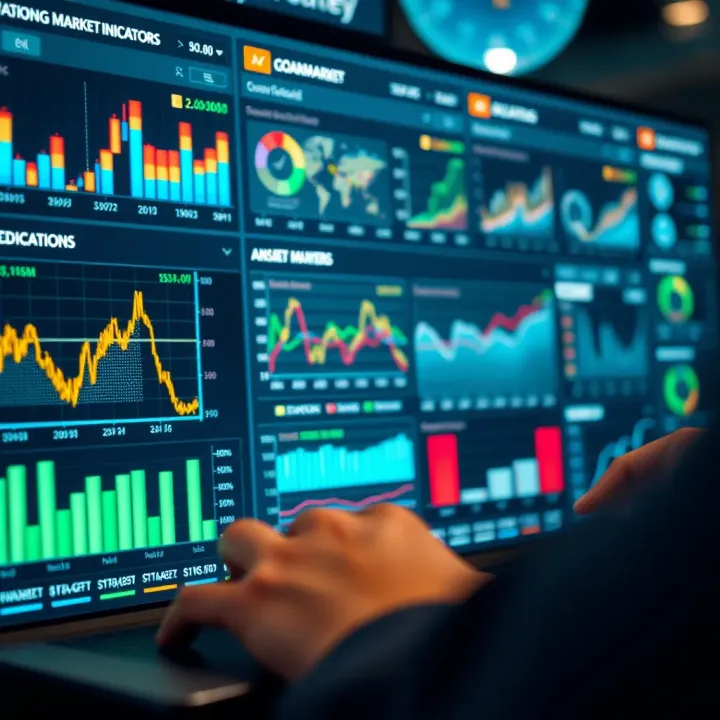 Strategic Market Indicators and Competitor Analysis Dashboard displaying key market indicators and competitor analysis charts