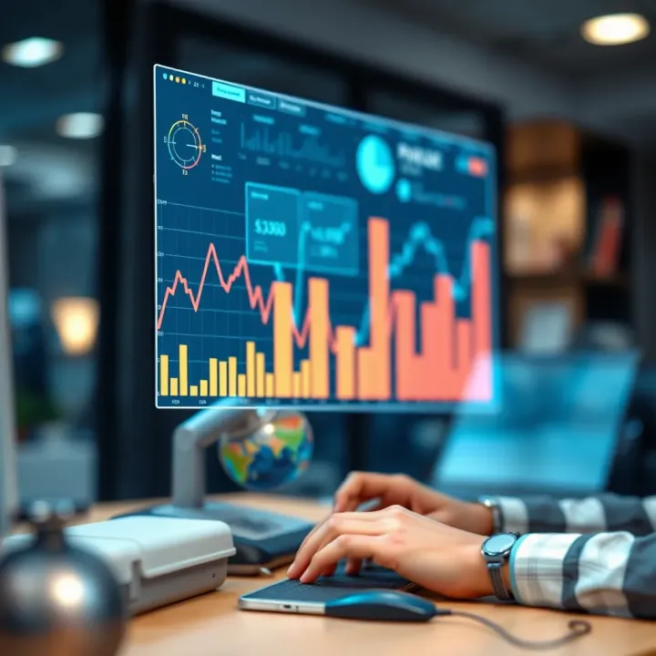 Illustration of technology tools used for financial risk management in corporate settings