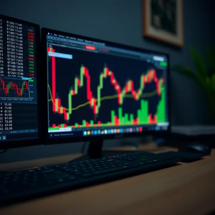 Collection of themed digital wallpapers featuring financial charts and binary options symbols