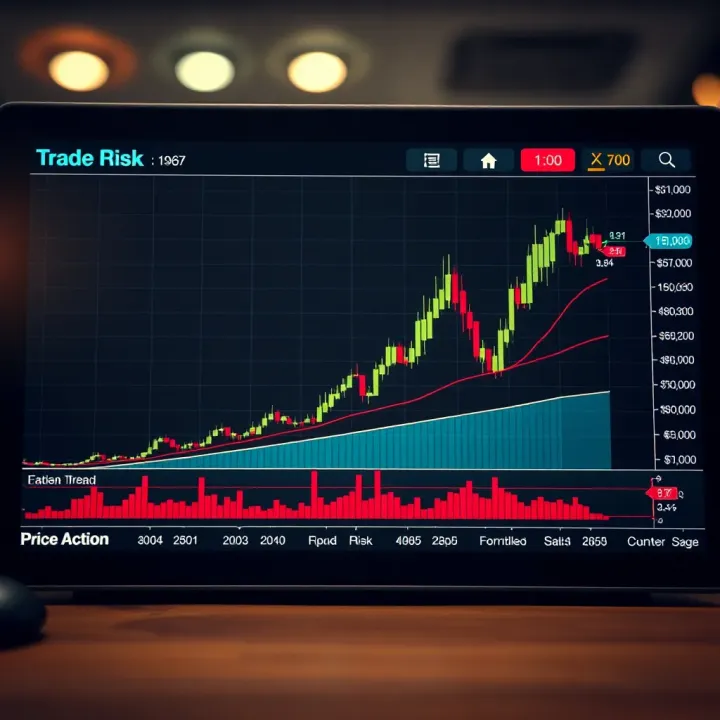 Graph displaying risk management principles alongside market context indicators for effective trading