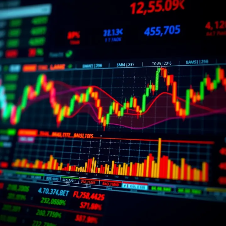 Graph illustrating binary options trading with fluctuating market prices and payout zones