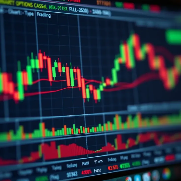 Chart displaying common candlestick patterns used in binary options trading with highlighted bullish and bearish formations