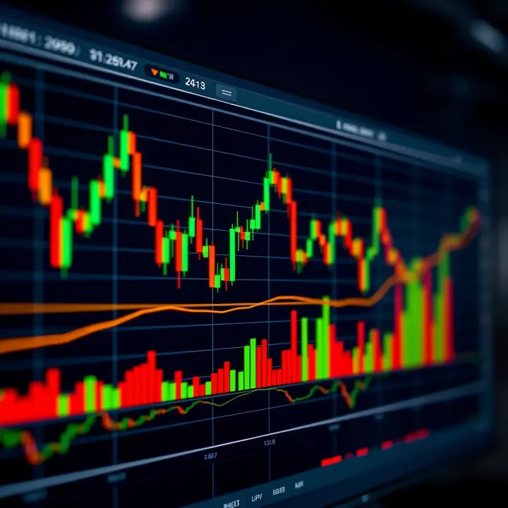 Candlestick chart showing key price action patterns for financial market trading