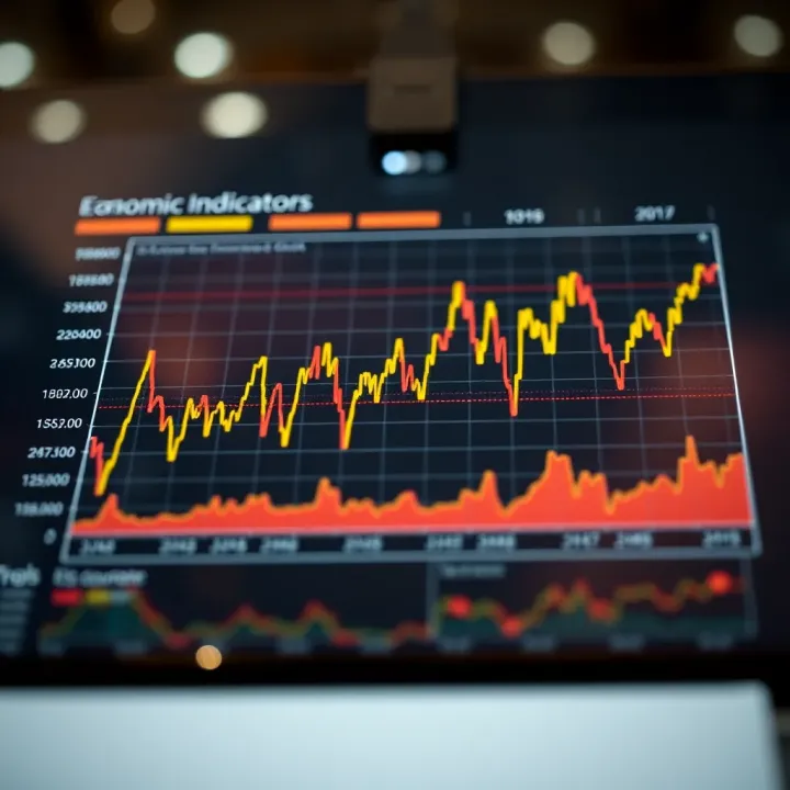 Graph showing key US economic indicators over time with fluctuating trends